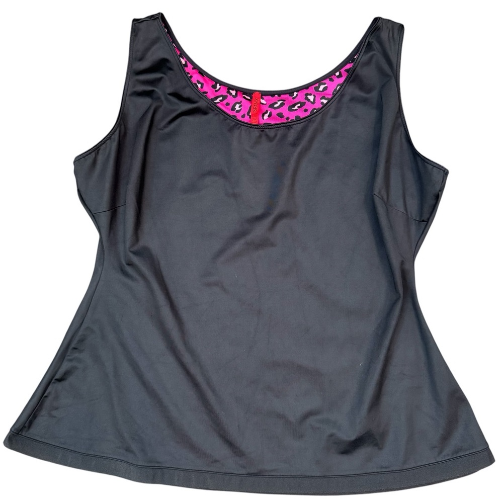 Spanx Simplicity Scoop Neck Black Camisole Shapewear With Cheetah Lining 3x #274